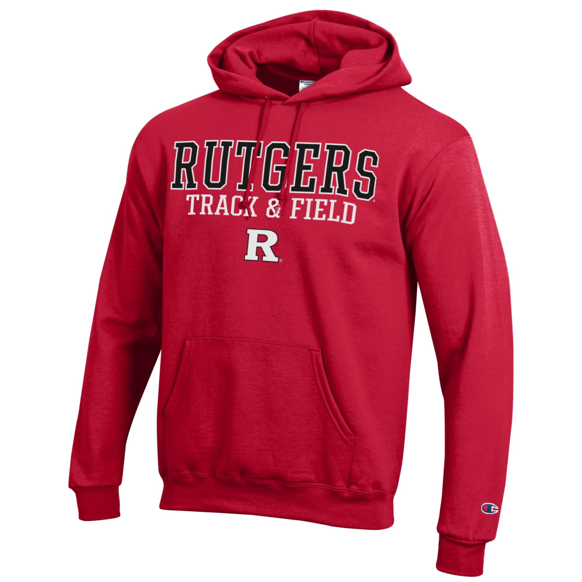Men's Champion  Scarlet Rutgers Scarlet Knights Track & Field Stack Powerblend Pullover Hoodie