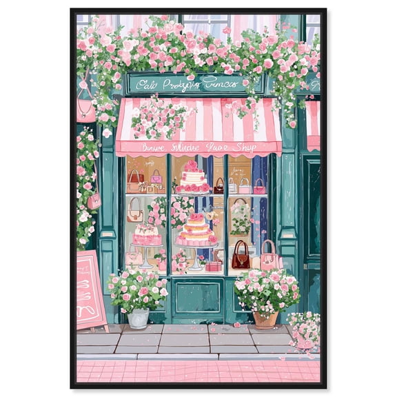 Whimsical Storefront Canvas Fashion Art Print by Art Remedy, Black Frame, 10 x 15