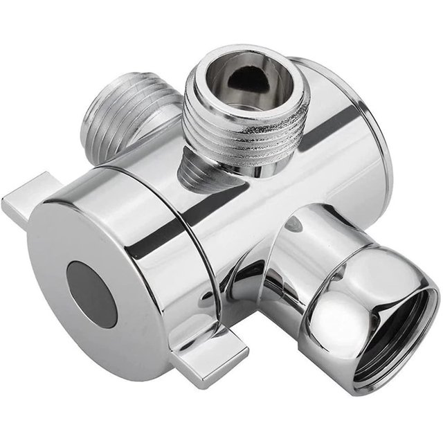 Válvula de 3 vías, desviador de ducha de tres vías g1/2in con válvula de cierre, válvula adaptadora en forma de T, accesorio de adaptador de ducha para cabezal de ducha de mano/cabezal de ducha fijo,1 Afortunado Sencillez