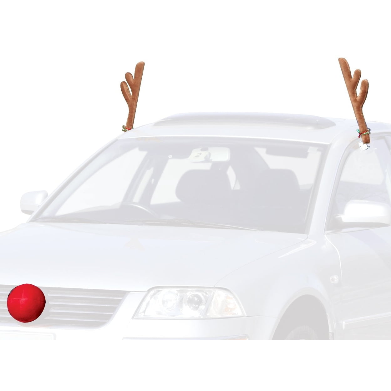OxGord Car Reindeer Antlers & Nose Window Roof-Top & Grille Rudolph Reindeer Jingle Bell Christmas Costume Auto Accessories 
