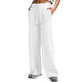 thumbnail image 3 of TAGOLD Womens Summer Full Length Pants Double Pocket Loose Wide Leg Loungewear Fitness Casual Pants, 3 of 5