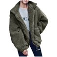 thumbnail image 4 of Ladies Loose Plush Long Sleeve Zipper Pullover Pocket Color Sweater Coat, 4 of 6