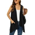 thumbnail image 5 of Uvplove Women's Summer Sleeveless Soft Knit Cardigan with Pockets High Low Drape Front Open Cardigan Blouse,Black,XLarge, 5 of 9