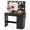 Black, variant on Vineego Makeup Vanity Desk with Mirror, Vanity Set with Charging Outlets and LED Lights, Vanity Table with Storage Shelves Drawers and Cabinet for Bedroom Dressing Room, Black