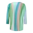 thumbnail image 5 of 3/4 Length Sleeve Graphic Tees Casual Round Neck Fitted Womens Tops Gradient(Green,M), 5 of 5