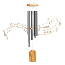 BSHAPPLUS® 25" Wind Chimes for Outside,Memorial Wind Chimes with 6 Silver Aluminum Tubes and S Hook,Clearance Wind Chimes for Home Garden Hanging Decor,Window Wind Bells