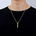 thumbnail image 2 of Pendant Necklace for Men, Silver Tone/Gold Plated/Black Mens Penddant Necklaces with 2.5 mm Box Chain, Stainless Steel Bar Chain, 18-28 Inches, 2 of 12