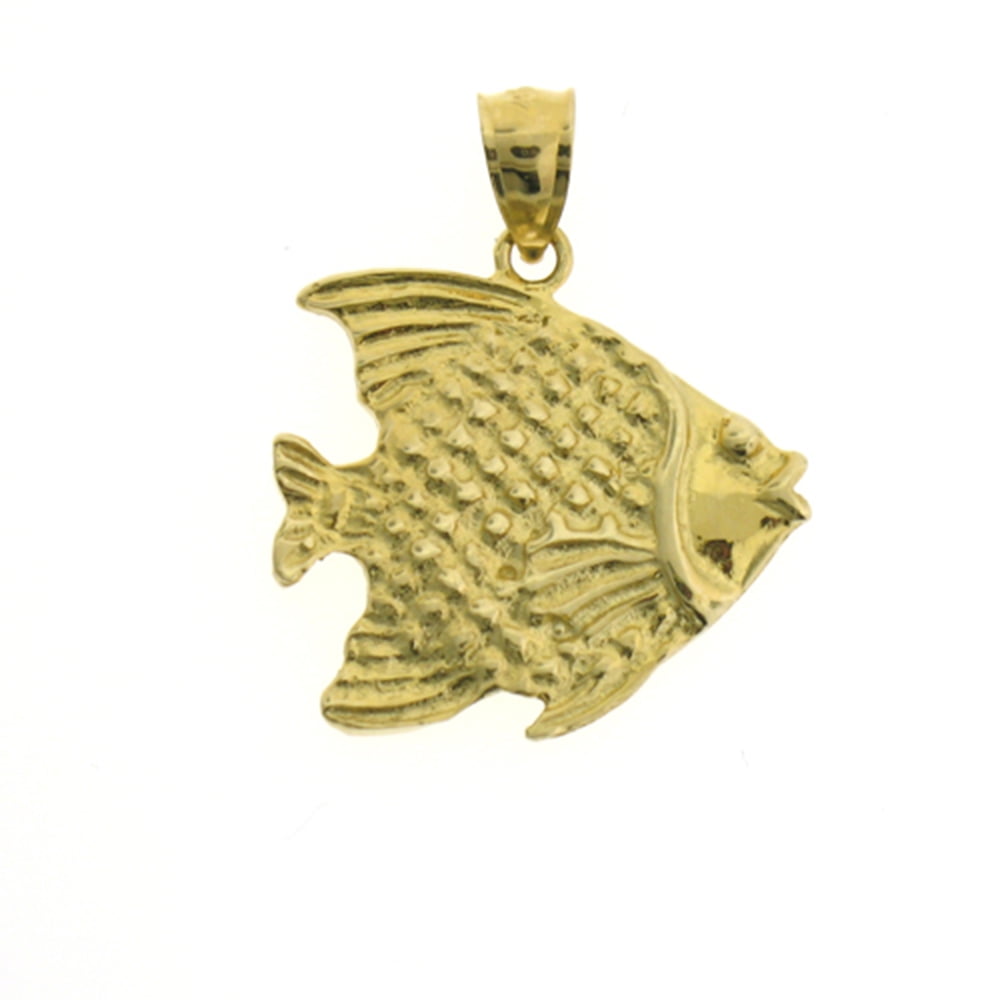 Jewels Obsession Silver Tropical Angelfish Pendant 14K Yellow Gold-plated 925 Silver Tropical Angelfish Pendant