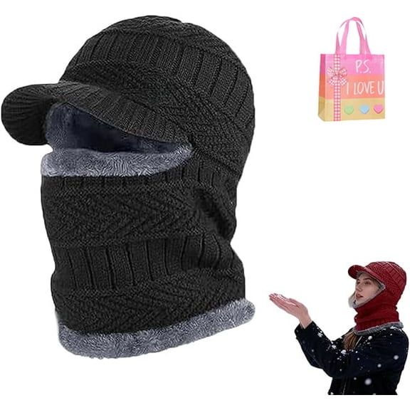 Winter Ski Mask Beanie, Full Coverage Fleece Hat with Built-in Mask & Earflaps for Skiing, Snowboarding(XX)