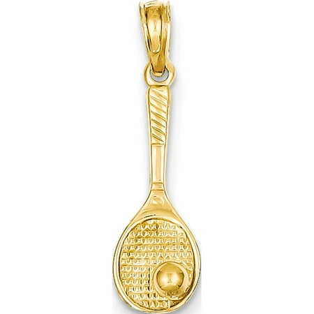 - 14k Yellow Gold Tennis Racquet and Ball (7x25mm) Pendant / Charm