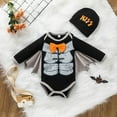 thumbnail image 1 of Kmbangi Baby Boy?s Funny Halloween Printed Long Sleeve Romper with Cap, 1 of 5