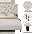thumbnail image 6 of Renwick Queen Size Modern Upholstered Platform Bed with Slat Support, Beige, 6 of 7