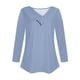 thumbnail image 4 of ICHUANYI Clearance Women's Long Sleeve Summer V Neck Sexy Casual Tops Regular Blouse Tops(Blue, M) ICHUANYI WER2023081106814, 4 of 5