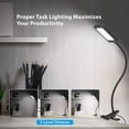 thumbnail image 5 of TROND LED Desk Lamp with Clamp, 3-Level Dimmable Desk Light 6000K Daylight, Table Lamp Extra-Long Flexible Gooseneck, Eye-Care Clamp Lamp for Painting, Workbench, Reading or Sewing, 9W, Black, 5 of 7