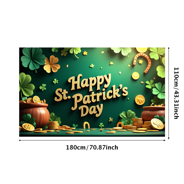 St Patricks Day Shamrock Design Celebration Festive Backdrop Banner Party Supplies Photography Props Event Decorations Wall Hanging Background