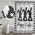 thumbnail image 5 of Easter Shower Curtain, Waterproof Shower Curtains for Bathroom, Spring Polka Dot Bunny Black Plaid Checkered Washable Fabric Bathtub Curtain Set Bath Decor with 12 Hooks Long 72"x84", 5 of 8