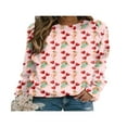 thumbnail image 2 of PENGXIANG Femmes Chemises Casual Col Rond Manches Longues Pull Tops Mode Amour Coeur Graphique Sweatshirt, 2 of 5