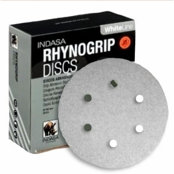 Buy Indasa 6" Rhynogrip White Line 6-Hole Vacuum Sanding Discs, 62 Series (50/Box, Grit 36–600)