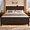 Dark Brown, variant on Rustic Bed Frame Queen Size with Barn Door Headboard, LED Bed Frame with Charging Station, Industrial Platform Metal Bed Frames, No Box Spring Needed, Easy Assembly, White
