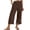 Brown, variant on Women's Linen Solid Color Capri Pants, High Waist Wide Leg Casual Pants with Side Slit Pockets for Daily Wear