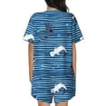 thumbnail image 6 of Haiem Sharks on White Blue Striped Pattern Pajama Set for Women 2 Piece Lounge Set Short Sleeve Tops and Shorts Soft Sleepwear-X-Large, 6 of 7