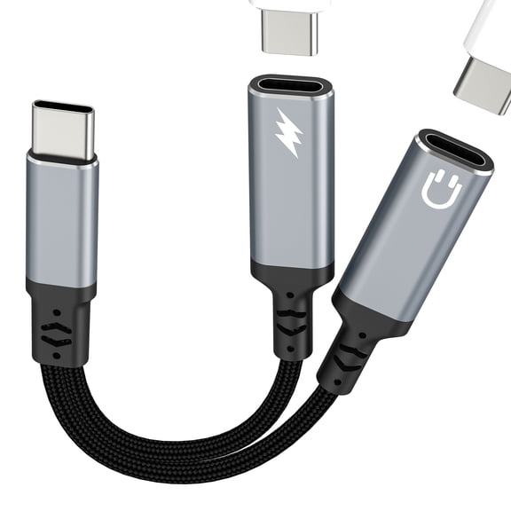 USB C Splitter (2in1) Adapter Headphone for Iphone 17 16 15 Pro Max Charger Type C Cable Jack Audio Dongle Dual Charging Aux Cord for Apple Fast Multi Port Car Headset for Ipad Compatible for Samsung