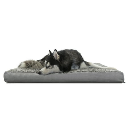 FurHaven Pet Dog Bed | Deluxe Cooling Gel Memory Foam Orthopedic Ultra Plush Mattress Pet Bed for Dogs & Cats, Gray,