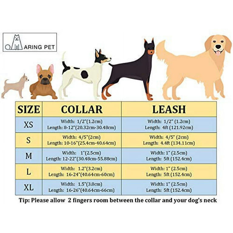 ARING PET Dog Collar and Leash, Velvet Dog Collar and Leash Set