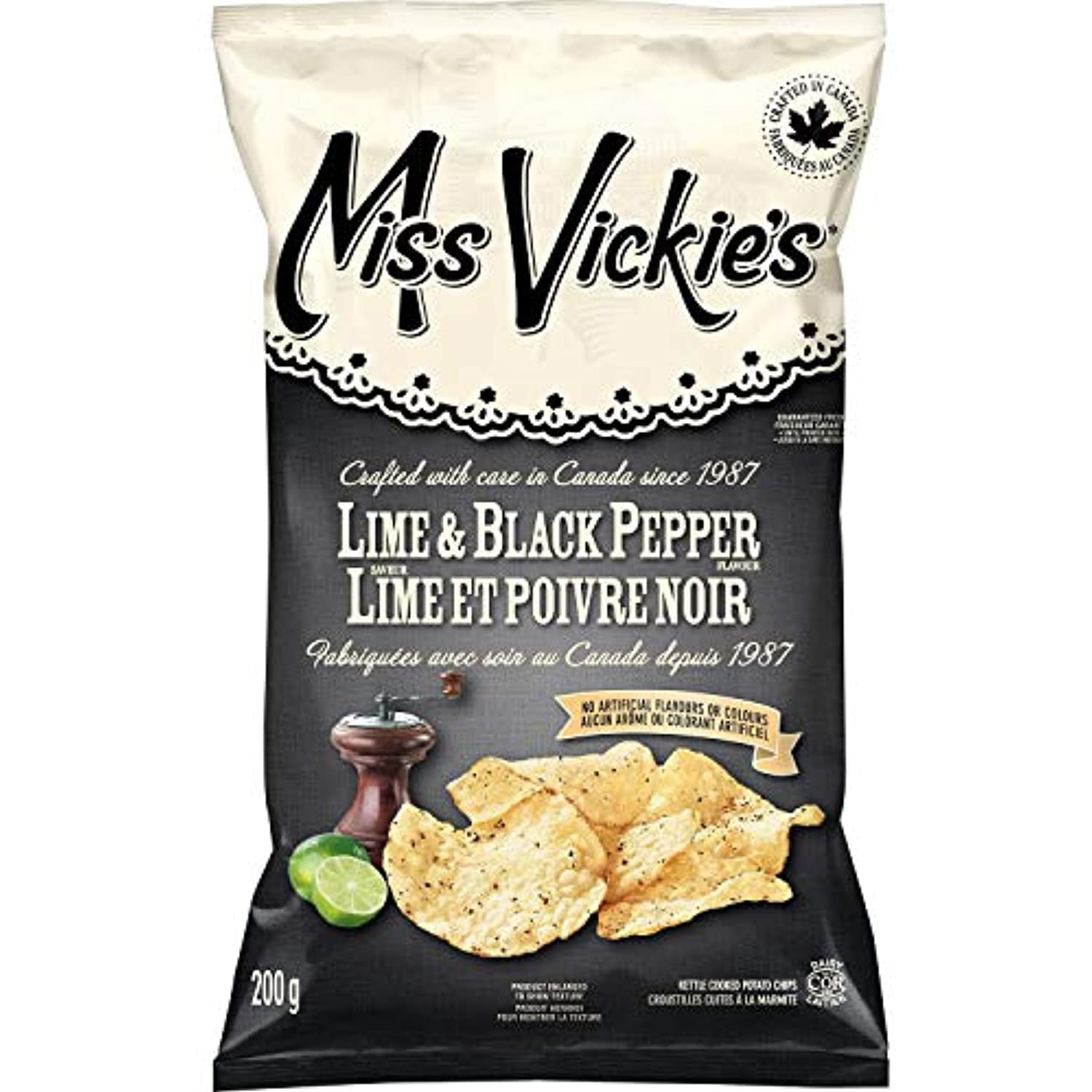 Miss Vickies Kettle Cooked Lime & Black Pepper Chips 200G/7.1 Oz