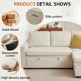 thumbnail image 7 of Soscana Sectional Sofa with Reversible Storage Chaise,Sleeper Sofa Couch Pull Out Bed 2 in 1,3 Seat L Shaped Sectionals with Side Pockets for Living Room Apartment Office Studio,Beige, 7 of 7