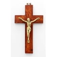 thumbnail image 3 of Pair of 6" Height Handmade Wood and Brass Jesus Christ On The Cross Wall Hanging Crucifix Plaque, 3 of 5