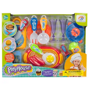 Fancy Cooking Play Set - Set includes plates, various utensils, pots, pans, a cutting board, glasses and play food. For ages 3 and up
