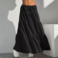 thumbnail image 3 of JIRNYORLL Womens Boho Flowy Maxi Skirt Ruffle Tiered Elastic Waist 2026 Fall Beach Vacation Casual Long Skirts, Black M, 3 of 7