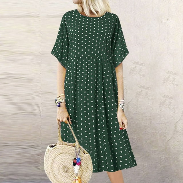 onlyliua Black Dresses for Women Short Sleeve Crew Neck Solid Evening Gown Sundresses Minimalist Design Regular Fit Beachwear Cotton Simple for Picnics and Outdoor Events Seasonal Promotion