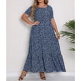 thumbnail image 5 of Plus Size Maxi Dresses for Women Summer Casual Boho Ditsy Floral Print Layered Flared Long Dress, 5 of 6