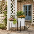 thumbnail image 3 of Decorative Flower Pots with Metal Stand for Home Decor - Modern Planters for Hallway, Entryway, and Living Room Decor - Indoor and Outdoor Pots for Plants Styling - Set of 2, 23", 19", White & Black, 3 of 14