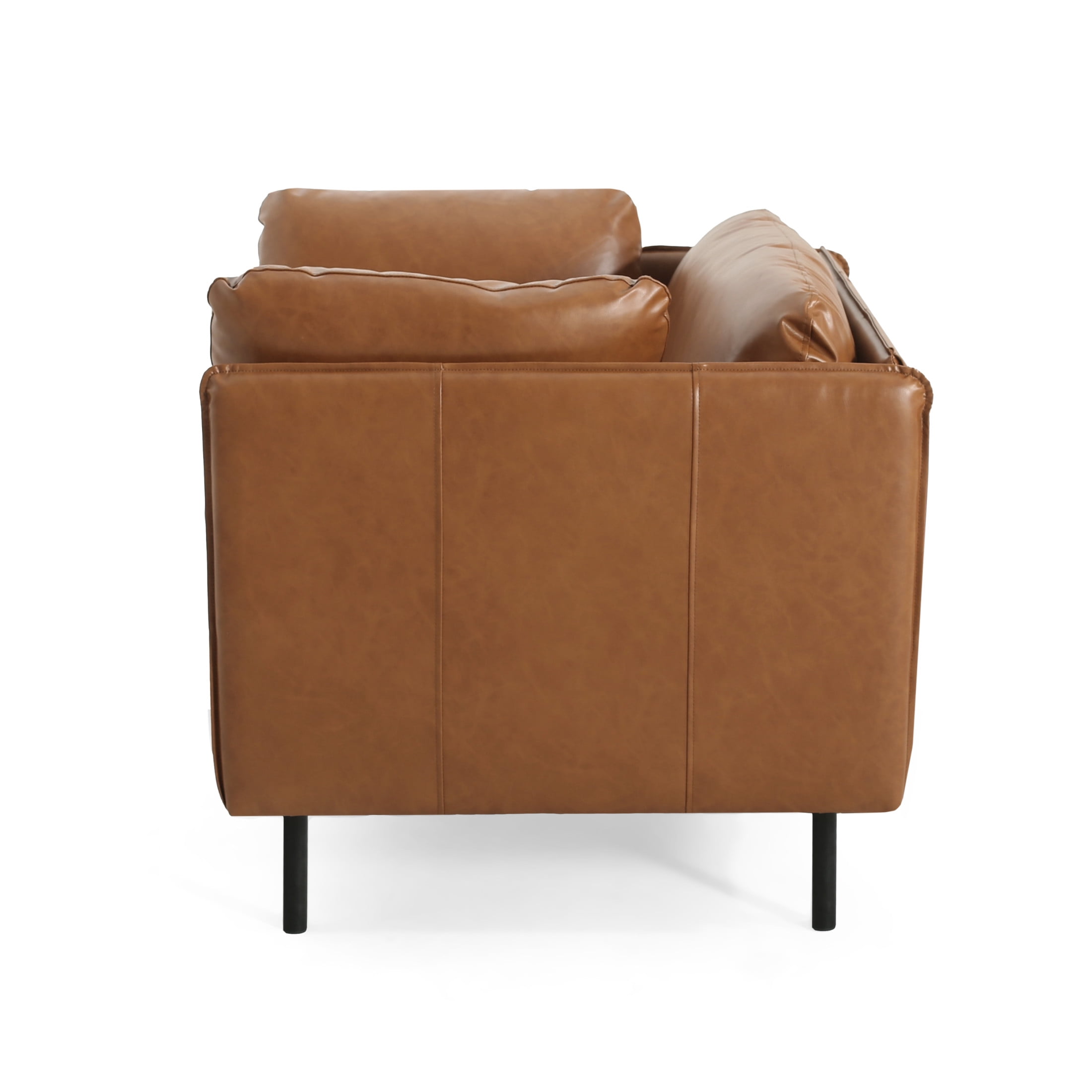 Noble House Cozy Seating Faux Leather Lounge Chair Vintage Chair with Steel Leg for Living Room, Brown