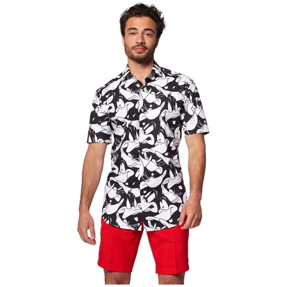 OppoSuits Men's Summer Shirts SHIRT Short Sleeve Daffy Duck - M Black