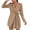 Khaki, variant on Fesfesfes Ladies Dress Spring Fall V-Neck Solid Color Temperament Long Sleeve Lace-Up Pleated Blazer Dress Clothes Sale