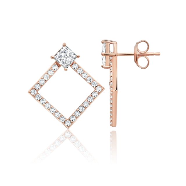 Geometric Square Earrings in Rose Gold