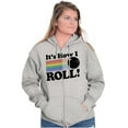 thumbnail image 4 of How I Roll Funny Bowling Ball Pun Unisex Fleece Graphic Zip Up Hoodie Brisco Brands 2X, 4 of 5