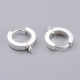 thumbnail image 2 of 201 Stainless Steel Huggie Hoop Earrings Findings with Vertical Loop with 316 Surgical Stainless Steel Earring Pins Ring Silver 15.5x14x3mm Hole: 1.4mm Pin: 1mm, 2 of 3