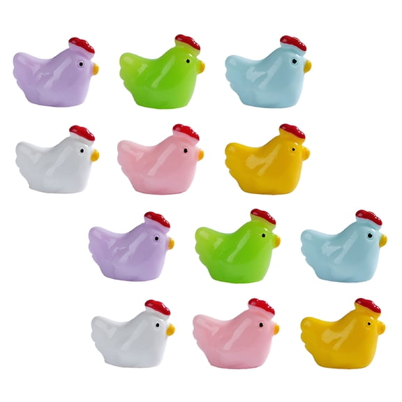 BESTSKY 2026 New Mini Chicken Figurines Resin Miniature Resin Animals Mini Resin Animals 12Pcs 0.9In for Dioramas, Decorations, Crafts, Tabletop Displays, Collection.