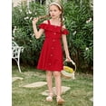 thumbnail image 5 of Arshiner Girls Dresses Summer Spaghetti Strap Cold Shoulder Ruffle Button Down A Line Dresses, 5 of 6