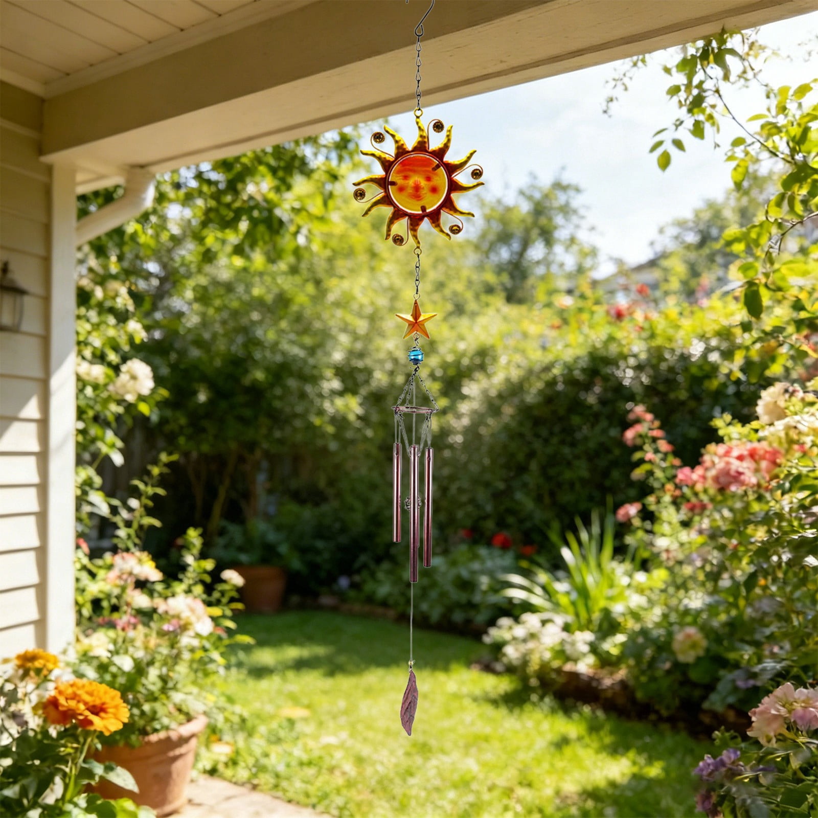 SSZMDLB Wind Chime Iron Art Crafts Pendant, Handcrafted Metal Wind Chimes for Outdoor Garden Decoration, Hanging Bell Windchime for Patio Porch Home Decor, Artistic Pendant Ornaments