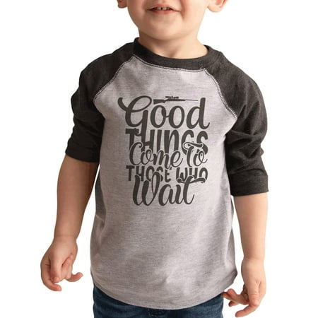 

7 ate 9 Apparel Kids Hunting Shirts - Good Things Come to Those Who Wait Grey Shirt 4T