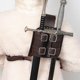 thumbnail image 3 of Vaina de doble espalda de brujo medieval para soporte de espada de sable Guerrero pirata Cuero Cosplay Larp, 3 of 4