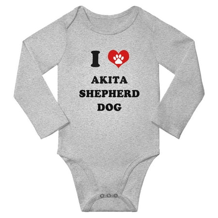 

I Heart Akita Shepherd Dog Cute Baby Long Clothes Unisex (Gray 6-12 Months)