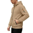thumbnail image 5 of RYDCOT Cargo Hoodie with Zipper Pockets, Midweight Fleece, Full Zip Hooded Sweatshirt for Men Khaki, 5 of 8