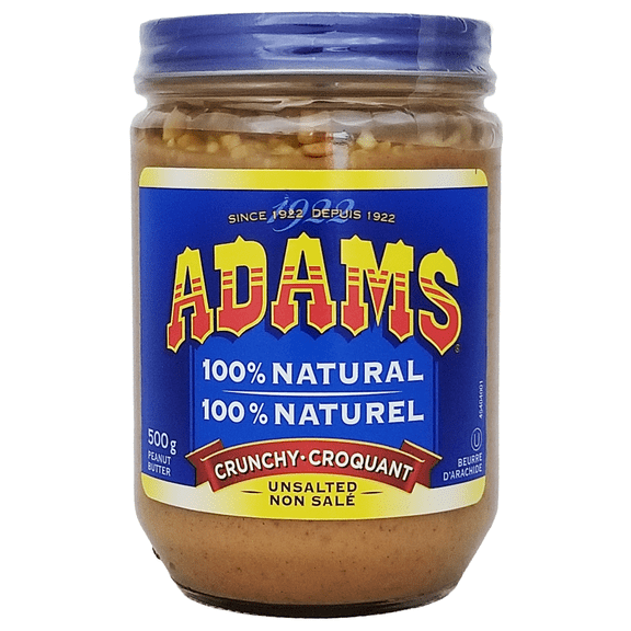 Adams 100% Natural Unsalted Crunchy Peanut Butter 500g (17.5 oz)